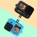 Silicone Case with Wrist Strap and Lens Cover for Gopro Hero10 / 9 - Black - 45-Degree Angle