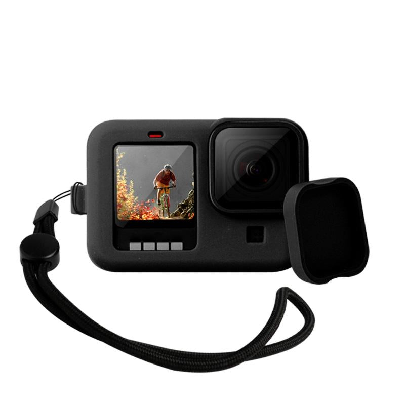 Silicone Case with Wrist Strap and Lens Cover for Gopro Hero10 / 9 - Black