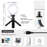 Usb 3 Modes Dimmable Led Ring Light & Pocket Tripod Kit with Cold Shoe Ball Head - 4.7 Inch Diameter