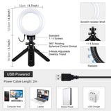 Usb 3 Modes Dimmable Led Ring Light & Pocket Tripod Kit with Cold Shoe Ball Head - 4.7 Inch Diameter - Side View
