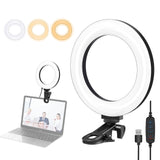 6.2 Dual-colour Ring Light with Usb 3 Modes Monitor Clip - Black - Front View