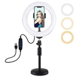 7.9 Led Ring Light with Usb 3 Modes Dual Colour Phone Clamp - Front View