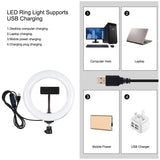 7.9 Led Ring Light with Usb 3 Modes Dual Colour Phone Clamp - Low Angle