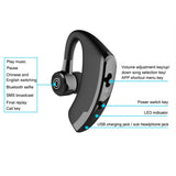 V9 Wireless Bluetooth Headset with Mic for Drivers - Black - Low Angle