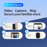 Wireless Doorbell Camera With Night Vision And Motion Detection - Black - Top-Down View