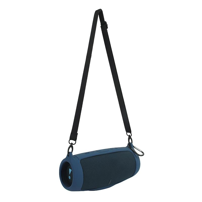 Portable Silicone Speaker Cover with Shoulder Strap & Carabiner for Jbl Charge 5 - Black