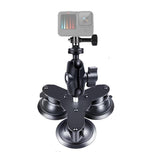 Triangle Suction Cup Mount for Gopro with Tripod Adapter and Phone Clamp - Side View