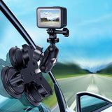 Triangle Suction Cup Mount for Gopro with Tripod Adapter and Phone Clamp