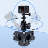 Triangle Suction Cup Mount for Gopro with Tripod Adapter and Phone Clamp - Extra Image