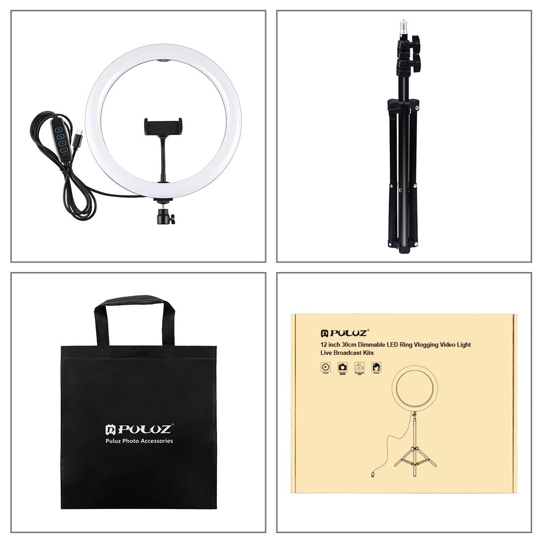 11.8 Led Ring Light with Tripod and Phone Clamp - 3 Modes Dual Colour Temperature Curved Surface - Black