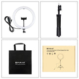 11.8 Led Ring Light with Tripod and Phone Clamp - 3 Modes Dual Colour Temperature Curved Surface - Black - Top-Down View