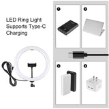 11.8 Led Ring Light with Tripod and Phone Clamp - 3 Modes Dual Colour Temperature Curved Surface - Black - Rear View