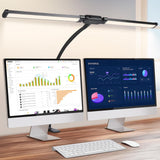Double Head Clip Desk Lamp with Gooseneck Tube Led in Black - Side View