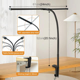 Double Head Clip Desk Lamp with Gooseneck Tube Led in Black