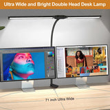 Double Head Clip Desk Lamp with Gooseneck Tube Led in Black - Rear View