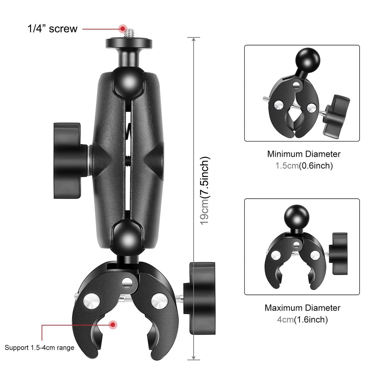 Universal Motorcycle Handlebar Mount for Action Cameras