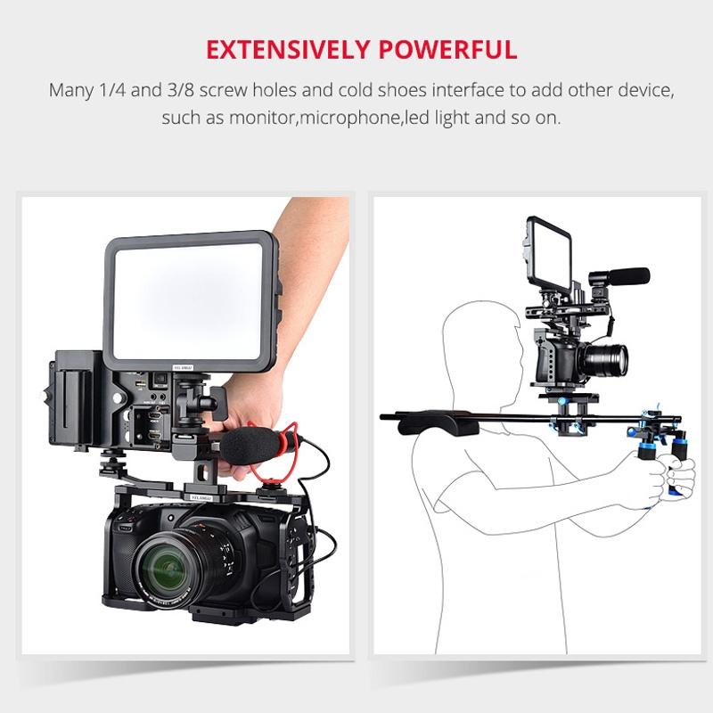 Video Camera Cage Stabilizer For Dji Bmpcc 4K - Black Handle