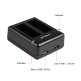 Dual Usb Charger for Gopro Hero 9 / 10 / 11 / 12 - Dual Batteries - 45-Degree Angle