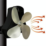 4-blade Heat Powered Fireplace Stove Fan - Aluminum - Black - Front View