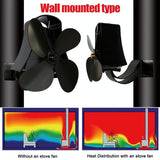 4-blade Heat Powered Fireplace Stove Fan - Aluminum - Black - Extra Image