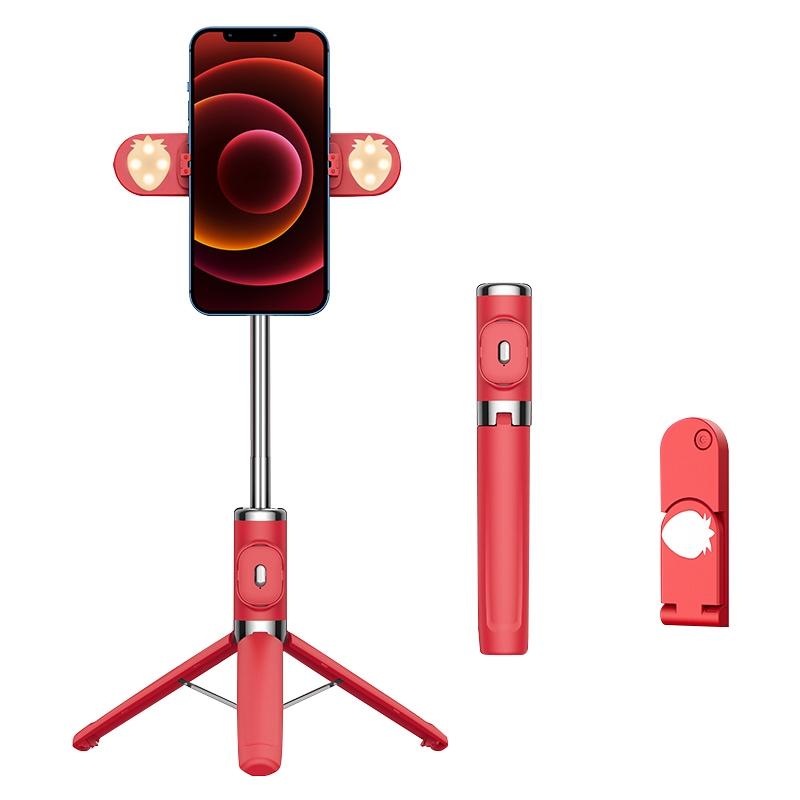 Bluetooth Remote Selfie Stick with Dual Fill Light and Tripod - Black