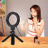 6.2 Led Ring Light with Usb 3 Modes Dimmable Vlogging Photography Video Pocket Tripod Mount Cold Shoe Ball Head Black - 45-Degree Angle