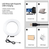 6.2 Led Ring Light with Usb 3 Modes Dimmable Vlogging Photography Video Pocket Tripod Mount Cold Shoe Ball Head Black - Close-Up Angle