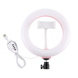 20cm Usb Dual Colour Led Ring Light with Phone Clamp - Black - Side View