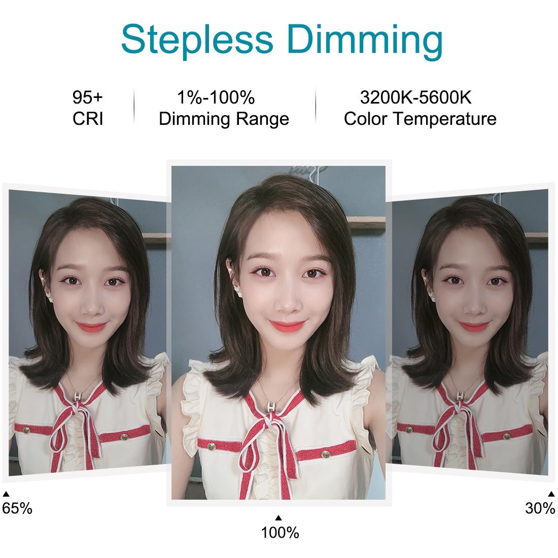 20cm Usb Dual Colour Led Ring Light with Phone Clamp - Black