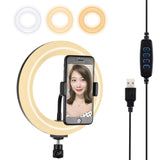 20cm Usb Dual Colour Led Ring Light with Phone Clamp - Black - Extra Image