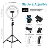 10.2 Ring Light with Tripod Usb 3 Modes Dual Colour Diffuse Light Phone Clamp with Remote - Black - Close-Up Angle