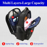 Large Capacity Anti-Theft Waterproof Shoulder Bag With Usb Port - 35.5X24X45Cm Black - Top-Down View