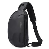 Waterproof Men Crossbody Chest Bag Usb Port 34 X 19 X 6Cm - Black - Front View