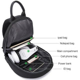 Waterproof Men Crossbody Chest Bag Usb Port 34 X 19 X 6Cm - Black - 45-Degree Angle