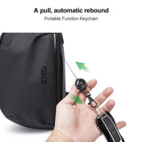 Waterproof Men Crossbody Chest Bag Usb Port 34 X 19 X 6Cm - Black - Rear View