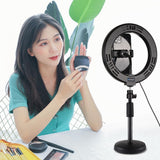7.9 Dual-colour Led Ring Light with Desktop Mount and Phone Clamp - 45-Degree Angle