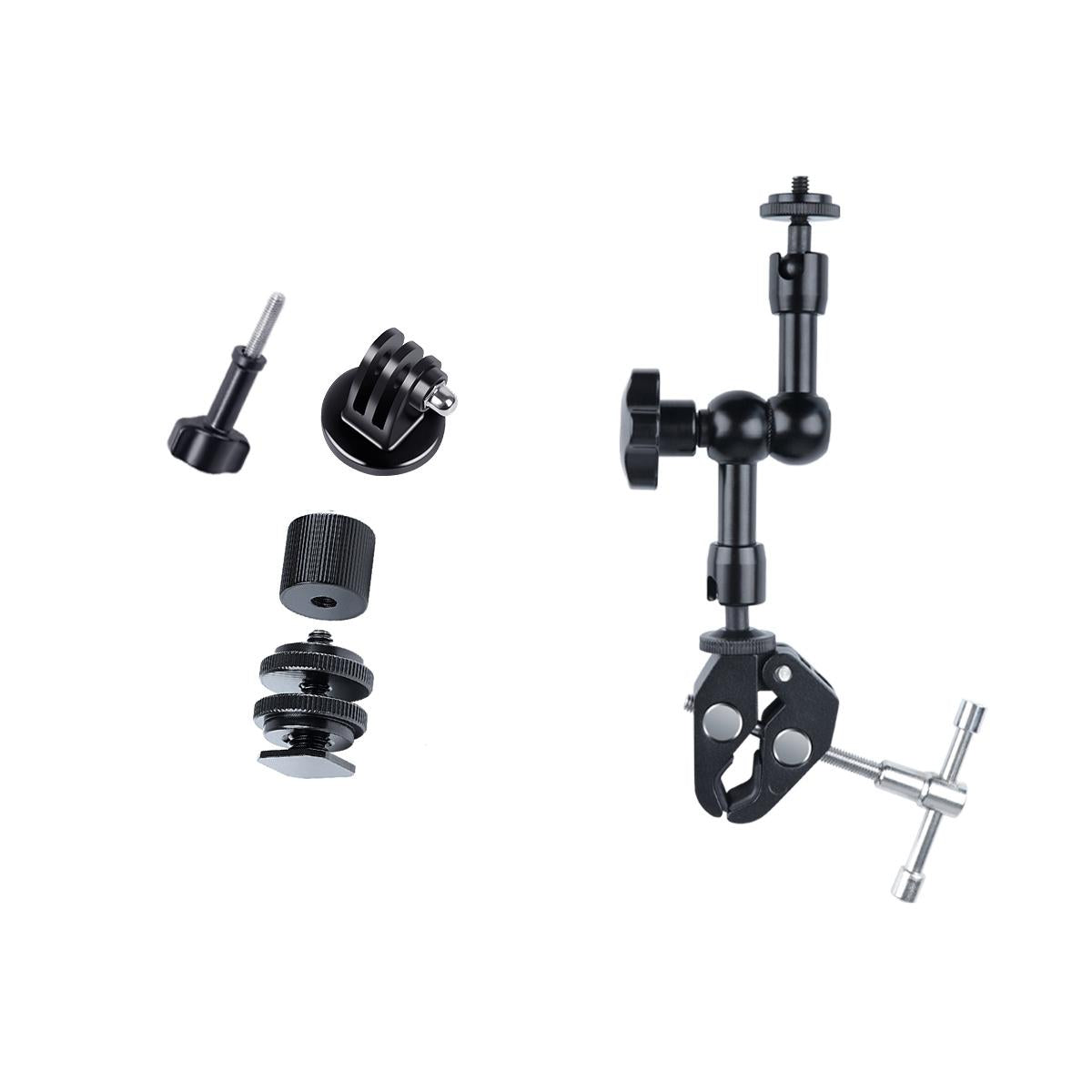 7 Articulating Magic Arm With Adjustable Friction & Large Claws Clips - Black