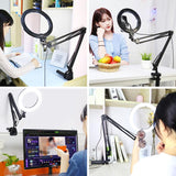 7.9 Ring Light with Usb 3 Modes Dual Colour Phone Clamp - Side View
