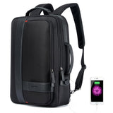 Large Capacity Business Laptop Backpack with Usb - Breathable Black 29x16x44cm - Front View