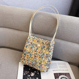 Black Woolen Knit Bucket Bag For Women - Red Onesize