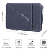 15-16.7 Inch Laptop Sleeve Briefcase With Zipper And Handle - Gray Blue - Side View