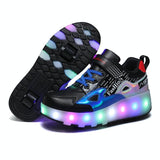 Rechargeable Light Wheel Skating Shoes For Kids - Size 36 Two-Wheeled - Front View