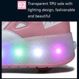 Rechargeable Light Wheel Skating Shoes For Kids - Size 36 Two-Wheeled - Rear View