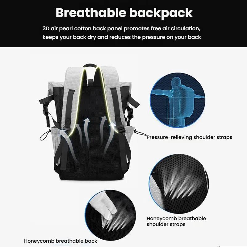 Large Capacity Contrast Backpack For Commuting - Deep Blue