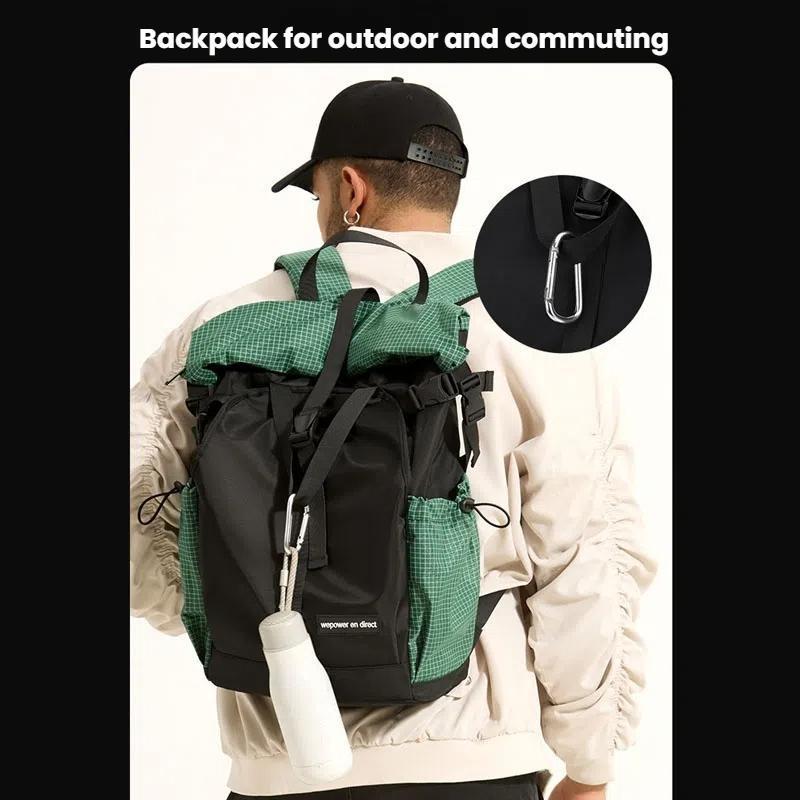 Large Capacity Contrast Backpack For Commuting - Deep Blue