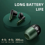 Wireless Bluetooth Earphones with Led Display and Hifi Sound for Sports - Red