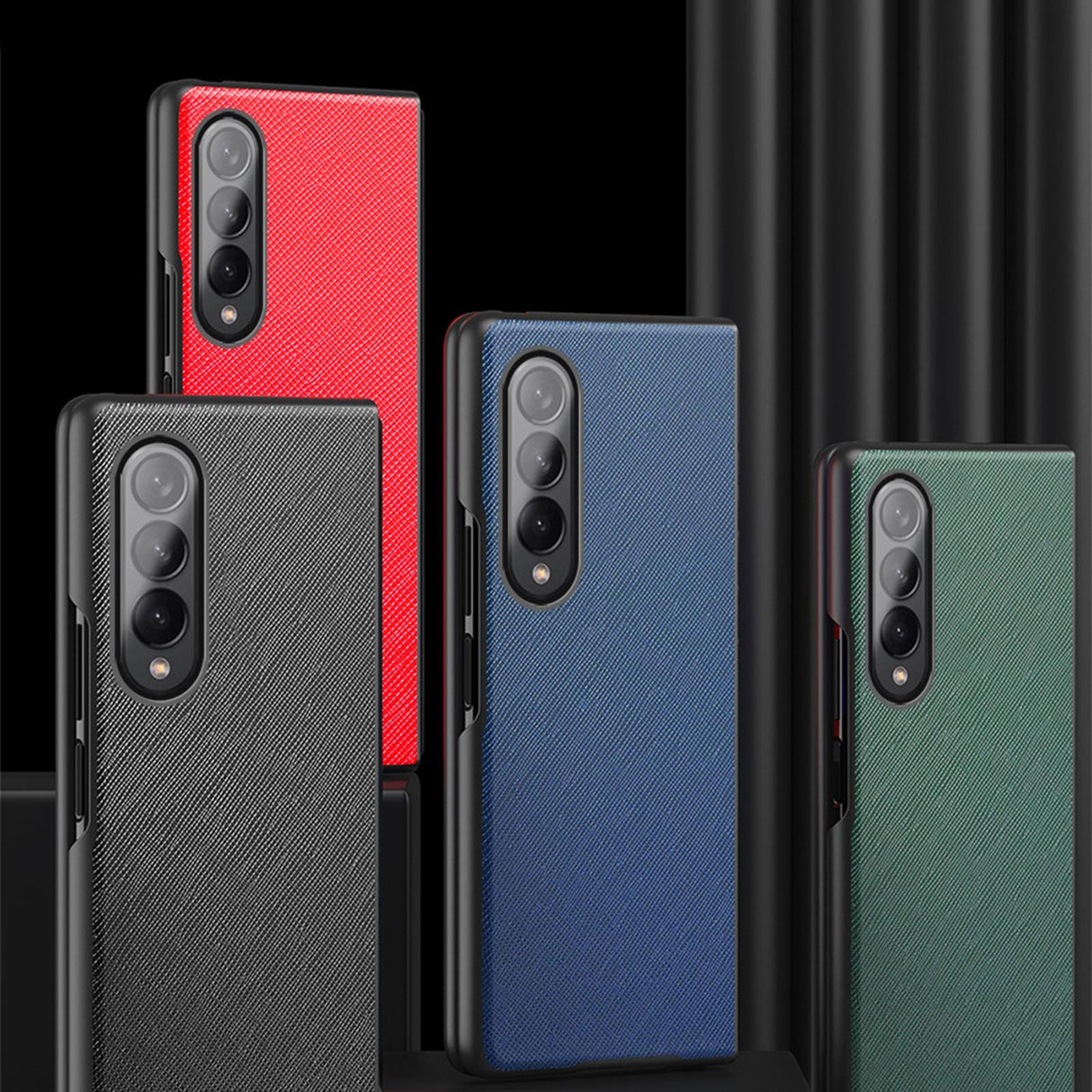 For Samsung Galaxy Z Fold4 5G Foldable Cross Pattern Phone Case - Foldable Design - Red