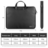 13 / 14 Inch Waterproof Pu Laptop Inner Bag - Black - Top-Down View