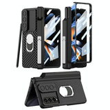 For Samsung Galaxy Z Fold4 5G Magnetic Armor Phone Case - Full Coverage - Litchi Texture - Front View