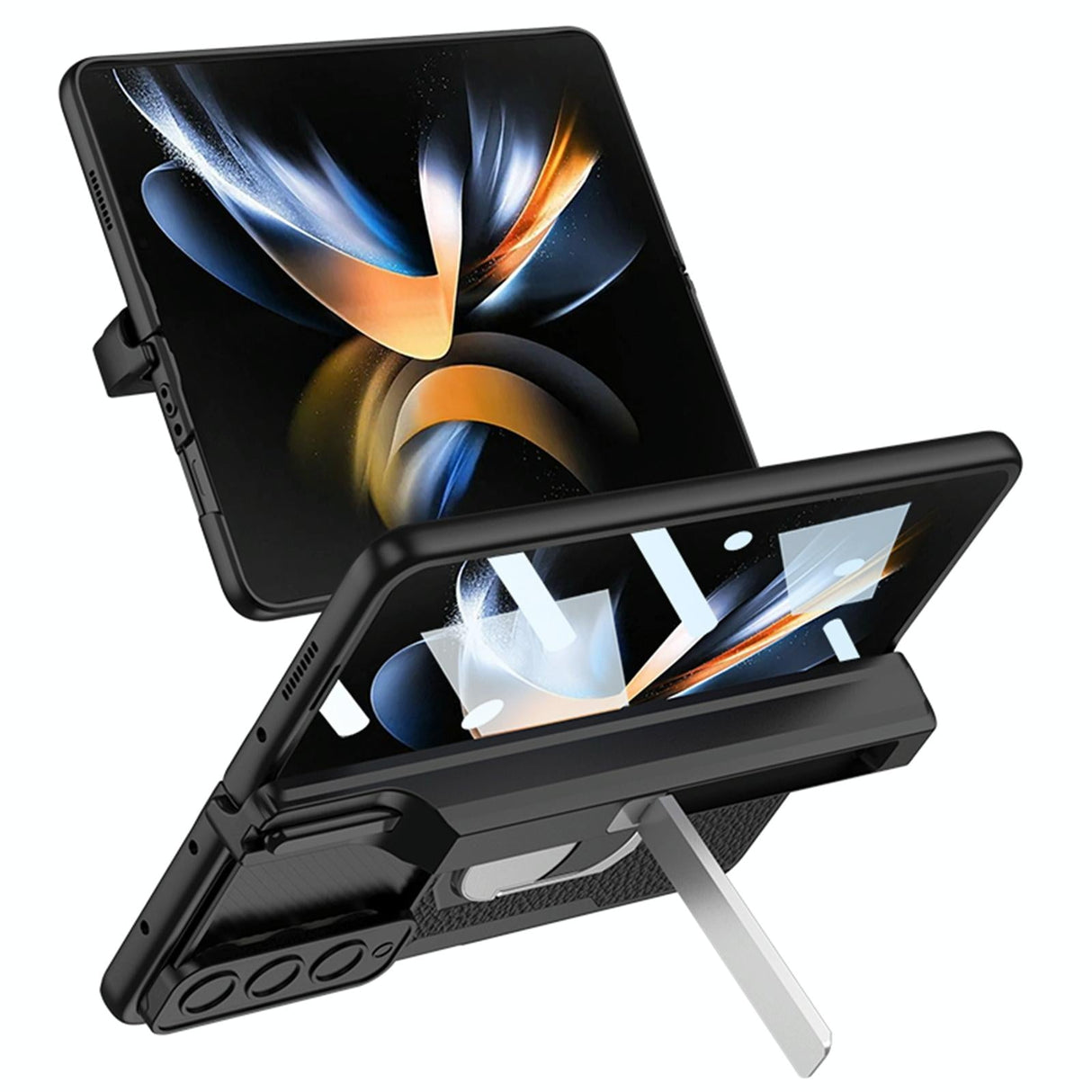 For Samsung Galaxy Z Fold4 5G Magnetic Armor Phone Case - Full Coverage - Litchi Texture